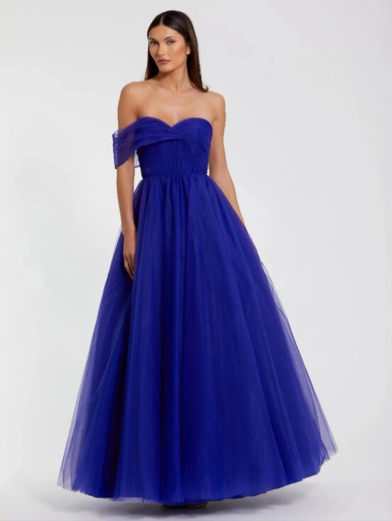 Mac Duggal Dresses & Skirts - Mac Duggal 68713 Strapless Royal Blue Tulle Ball Gown Sz 8